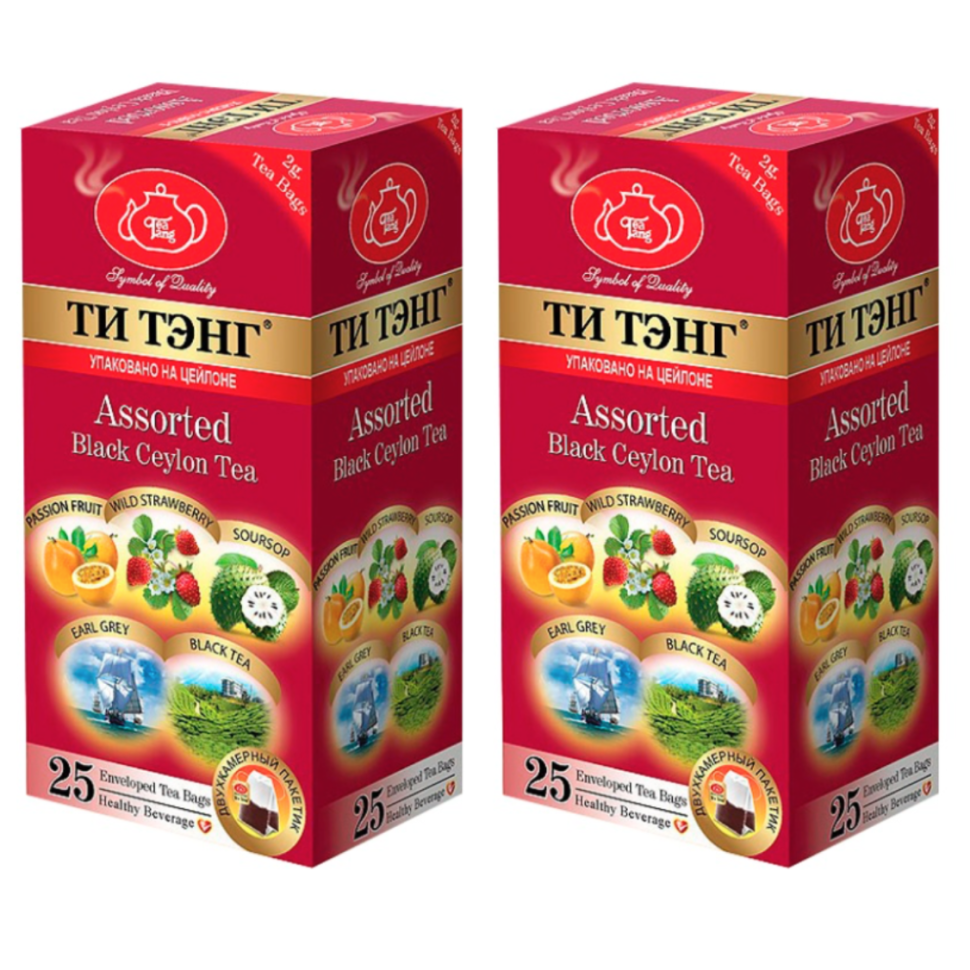 

Чай черный Ти Тэнг фруктовое ассорти, 2 шт по 25 пакетов