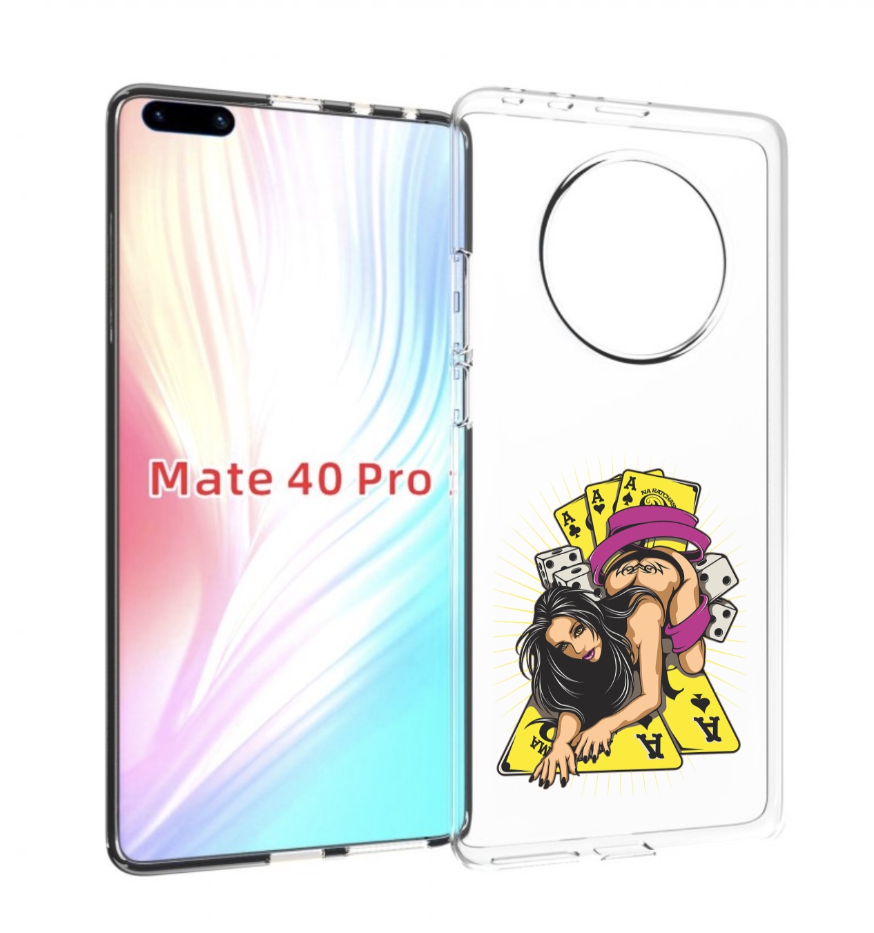 Чехол MyPads нарисованная девушка с игровыми картами для Huawei Mate 40 Pro (NOH-NX9)