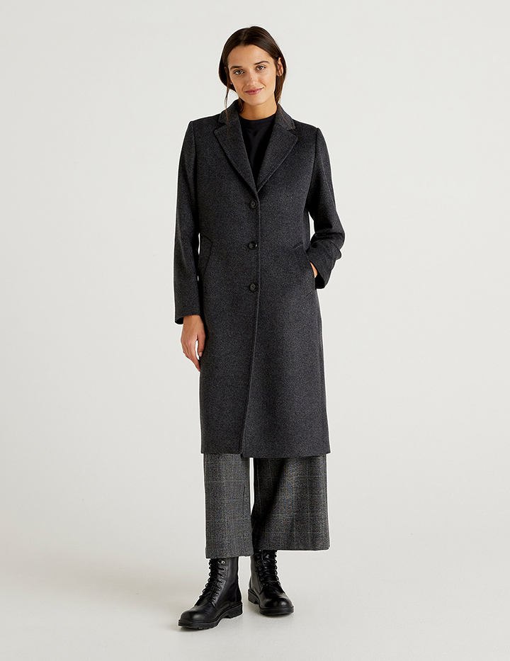 

Пальто женское United Colors of Benetton 21A_22H8DN005 черное 44, 21A_22H8DN005