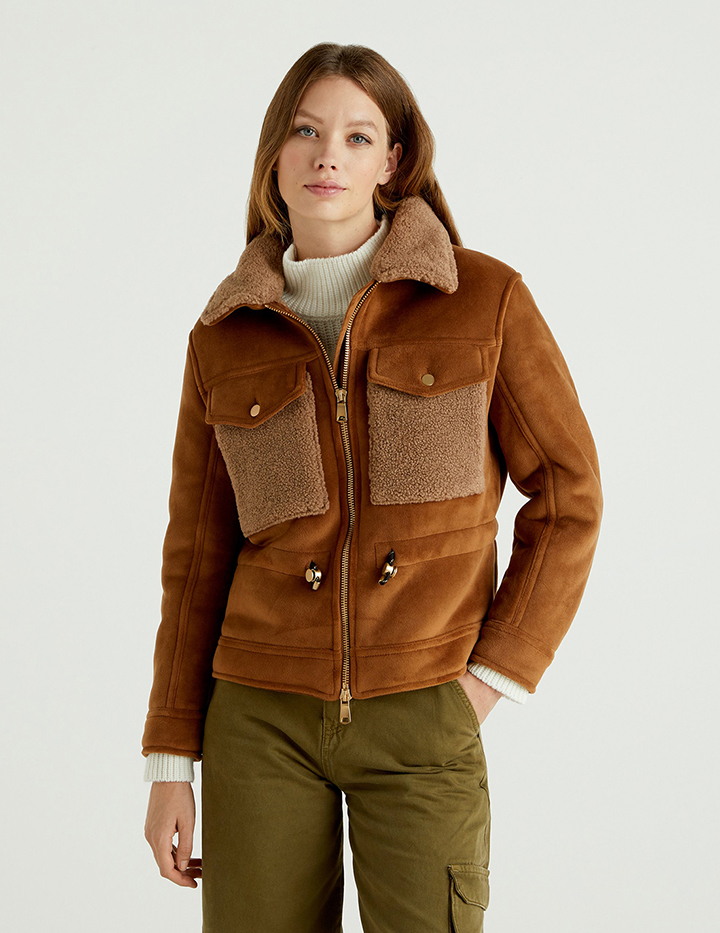 

Куртка женская United Colors of Benetton 21A_28LQ536V5 коричневая 48, 21A_28LQ536V5