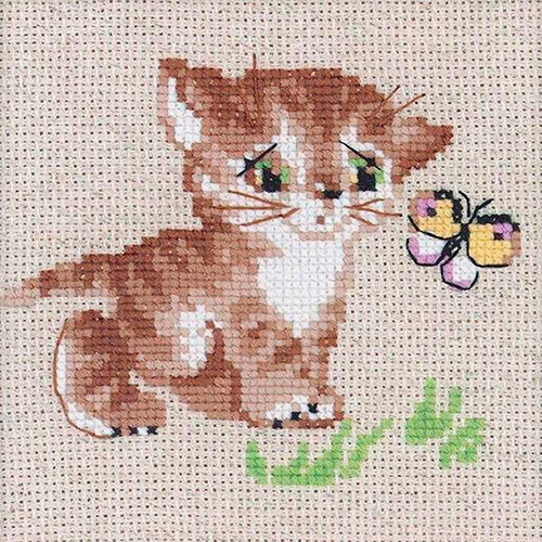 фото Набор для вышивания риолис котёнок с бабочкой