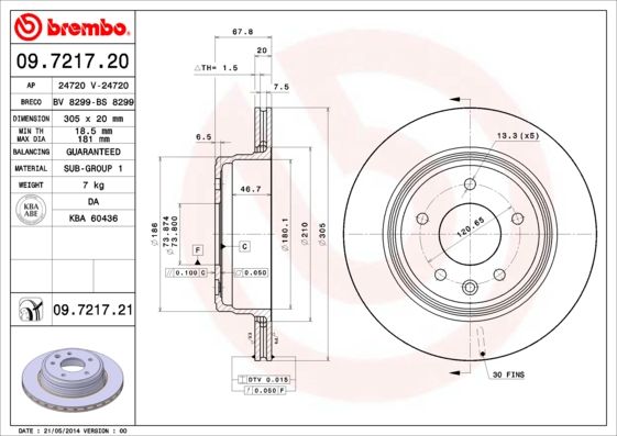 

Диск Тормозной Brembo Painted Disc 09.7217.21 Brembo 09721721