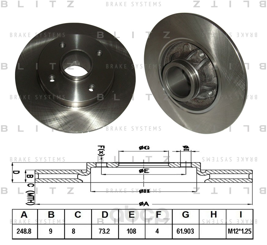 

Диск Тормозной Citroen C4 08>/Peugeot 308 07> Blitz Bs0260