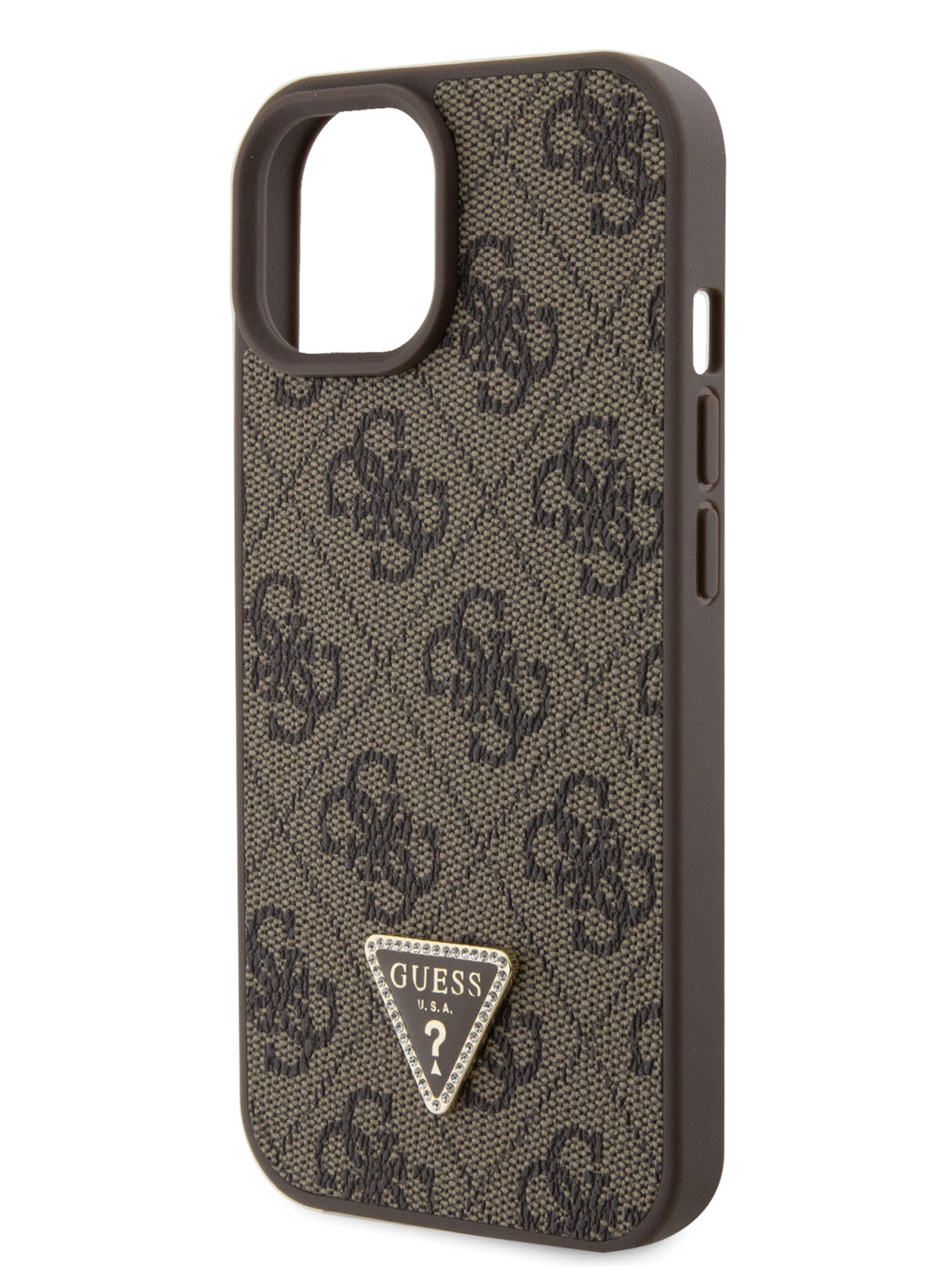 

Чехол Guess для iPhone 15 Diamond metal logo Hard Brown, Коричневый