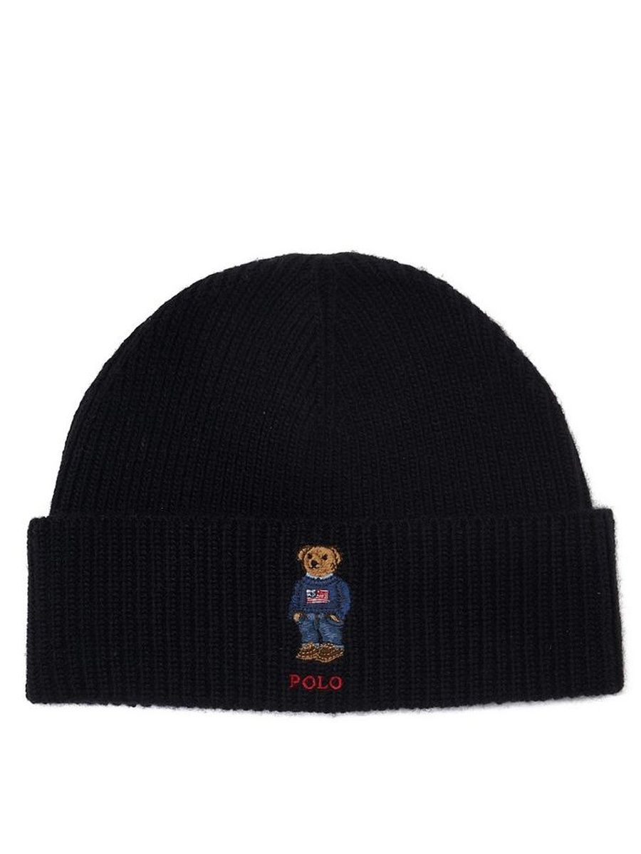 Шапка бини мужская Polo Ralph Lauren PC1030 черная, one oize