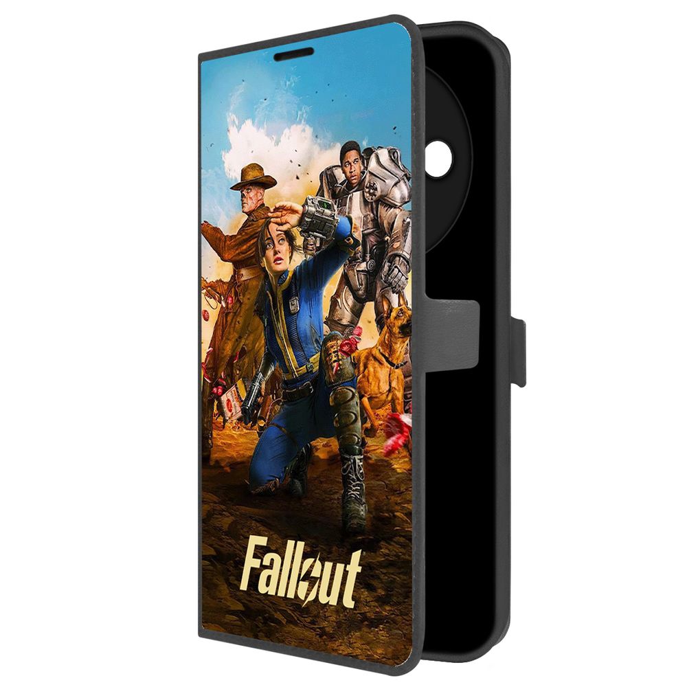 

Чехол-книжка Krutoff Eco Book для Poco C61 Fallout - Люси, Гуль и Аарон, Черный
