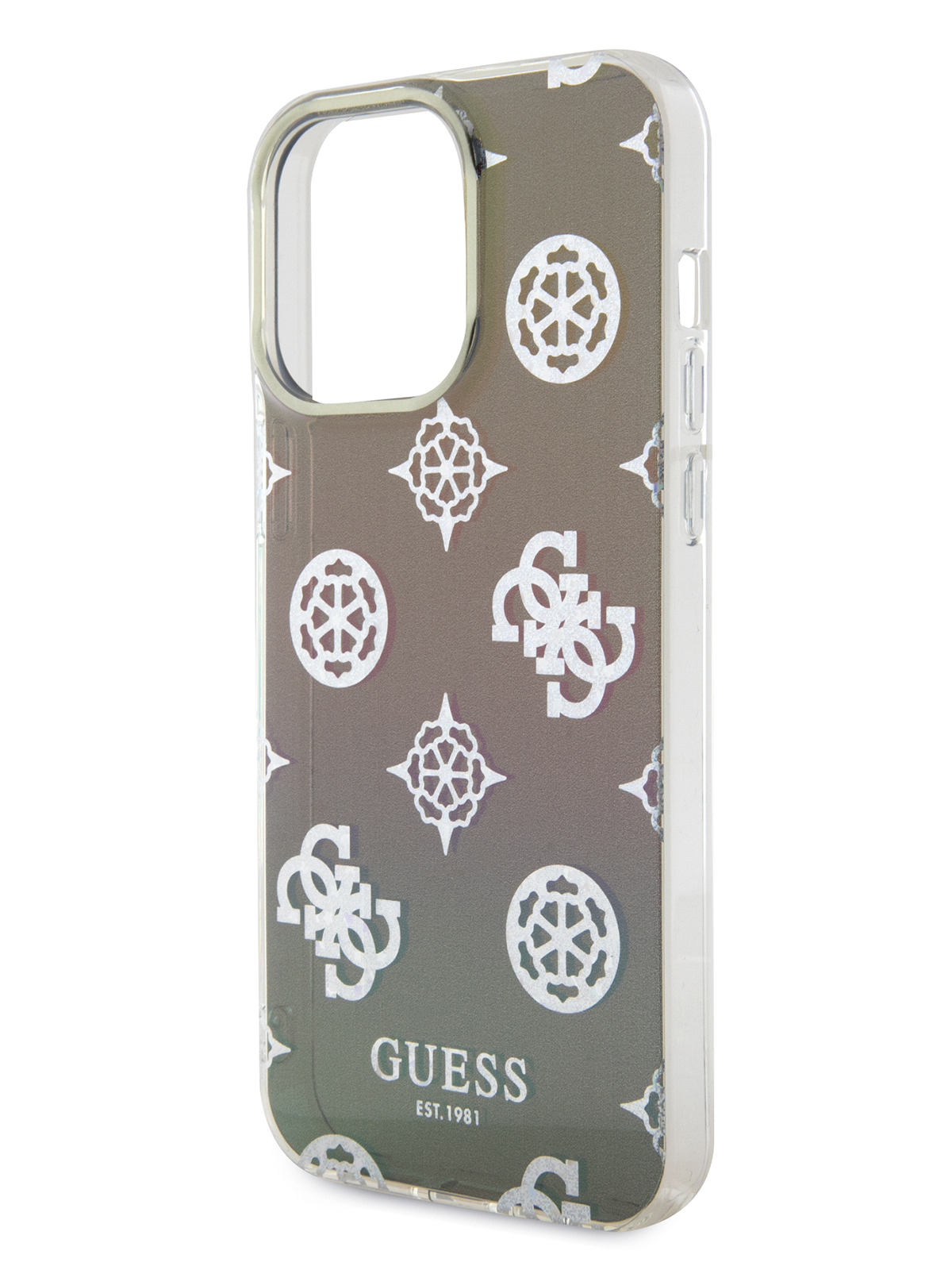 

Чехол Guess для iPhone 15 Pro со шнурком Hard Iridescent Black, Разноцветный