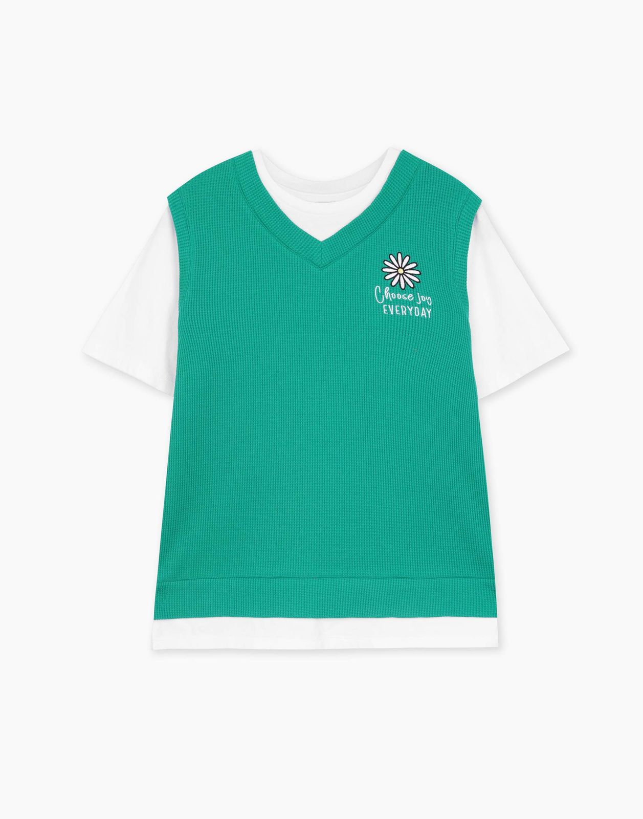 

Футболка Gloria Jeans GKT022307 зеленый/белый 8-10л/140 для девочки, GKT022307