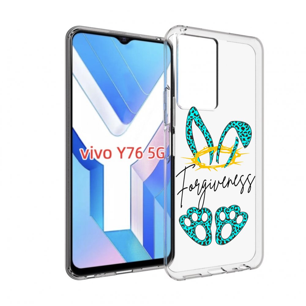 

Чехол MyPads бирюзовое лапки и ушки женский для Vivo Y76 5G, Прозрачный, Tocco