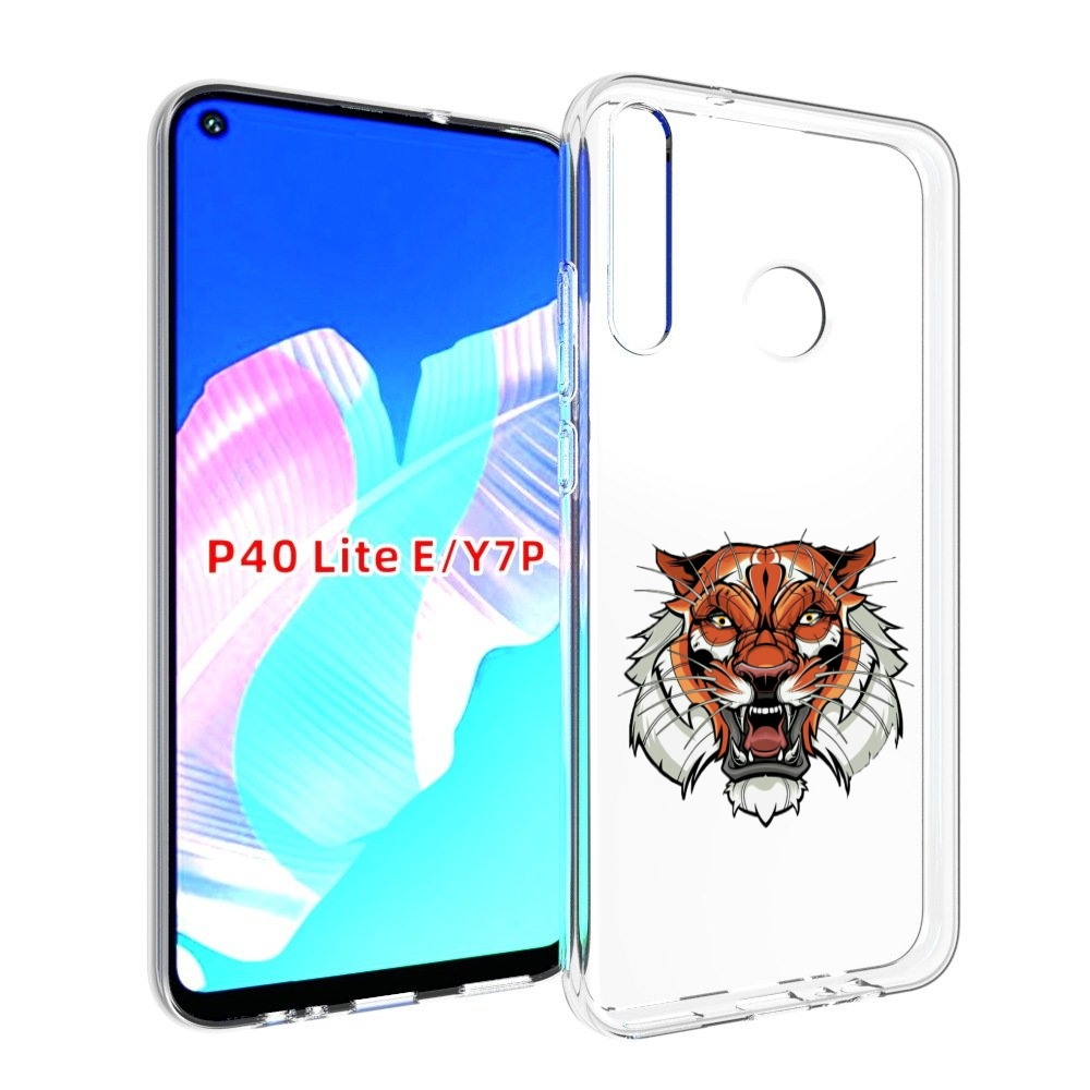 

Чехол бампер MyPads оранжевый седой тигр для Huawei P40 Lite E, Прозрачный, Tocco