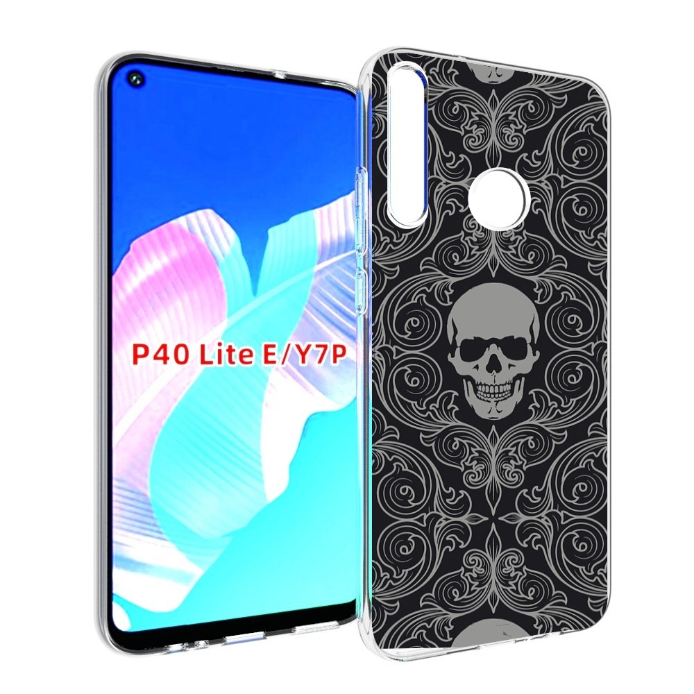 

Чехол бампер MyPads орнамент-черепов для Huawei P40 Lite E, Прозрачный, Tocco