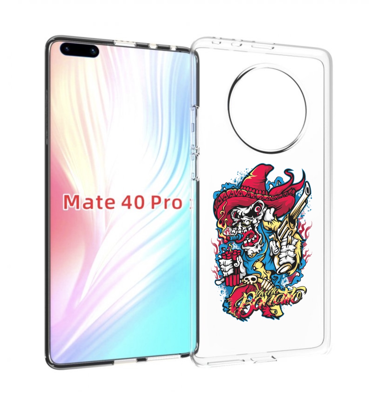 

Чехол MyPads нарисованный скелет с писталетом для Huawei Mate 40 Pro (NOH-NX9), Прозрачный, Tocco