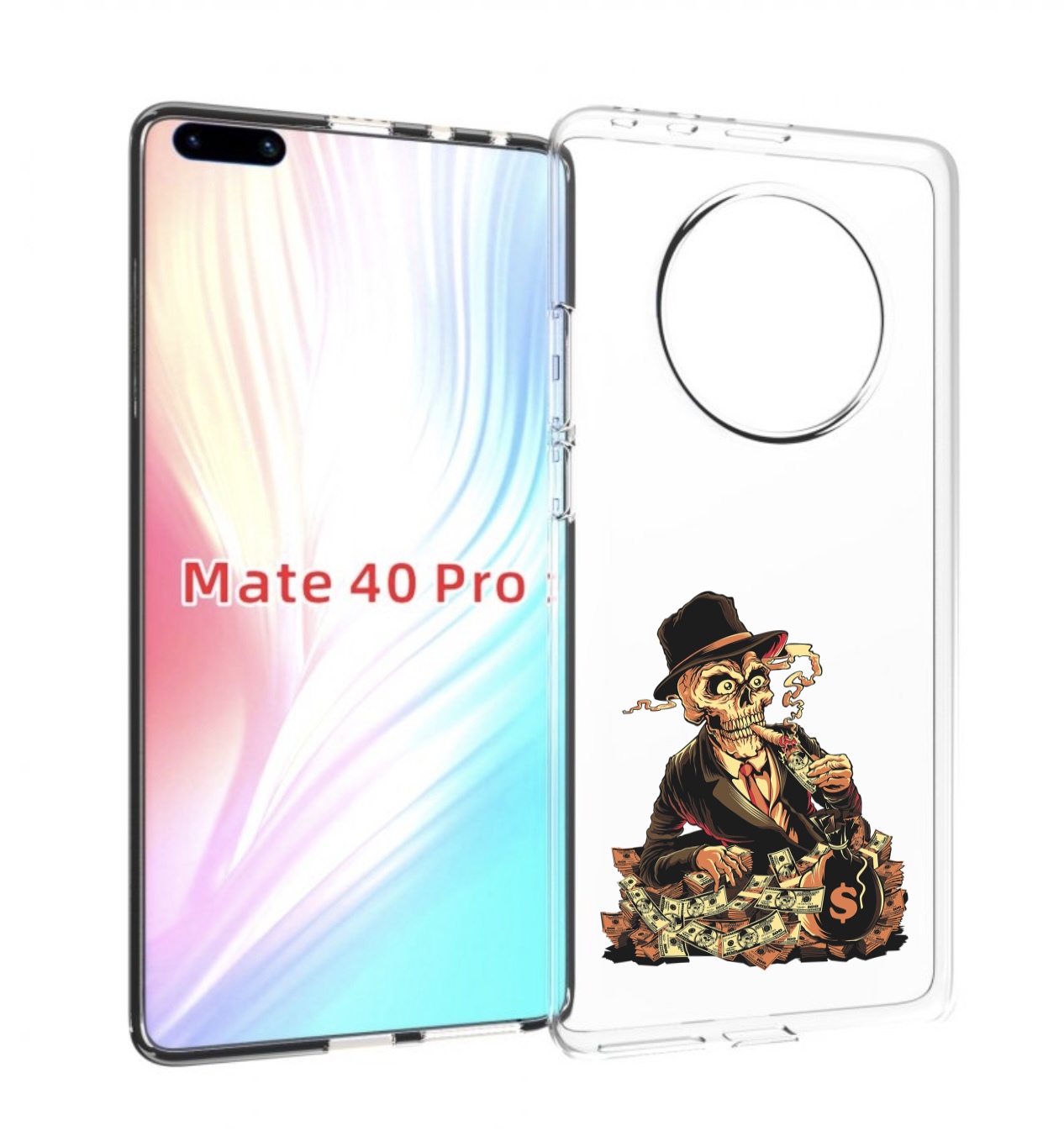 

Чехол MyPads нарисованный череп с сигаретой для Huawei Mate 40 Pro (NOH-NX9), Прозрачный, Tocco
