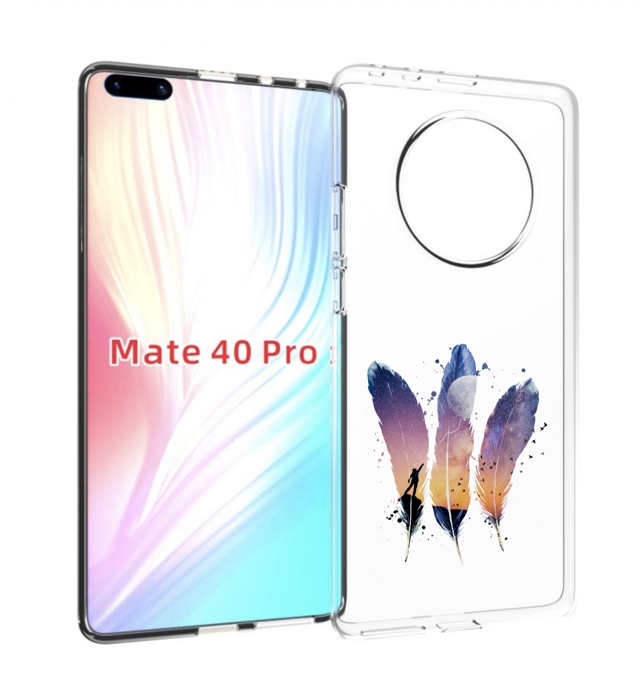 

Чехол MyPads небесные перья для Huawei Mate 40 Pro (NOH-NX9), Прозрачный, Tocco