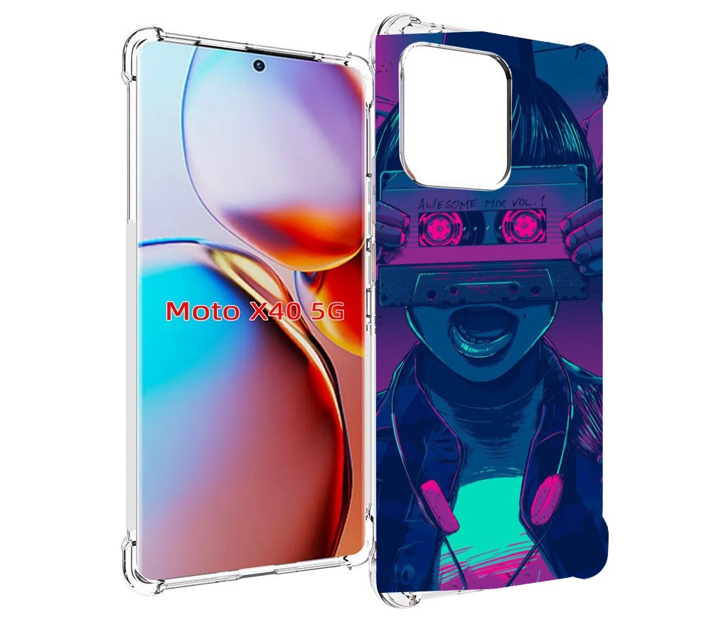 

Чехол MyPads киберпанк с кассетой для Motorola Moto X40, Прозрачный, Tocco