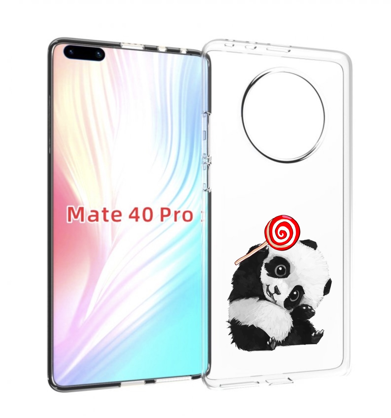 

Чехол MyPads панда с леденцом для Huawei Mate 40 Pro (NOH-NX9), Прозрачный, Tocco