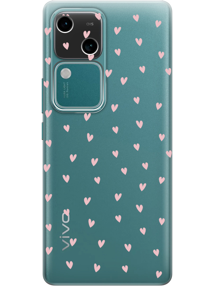 

Силиконовый чехол на Vivo v30 / s18 с принтом "Розовые сердечки" прозрачный, Прозрачный;розовый, 782621591