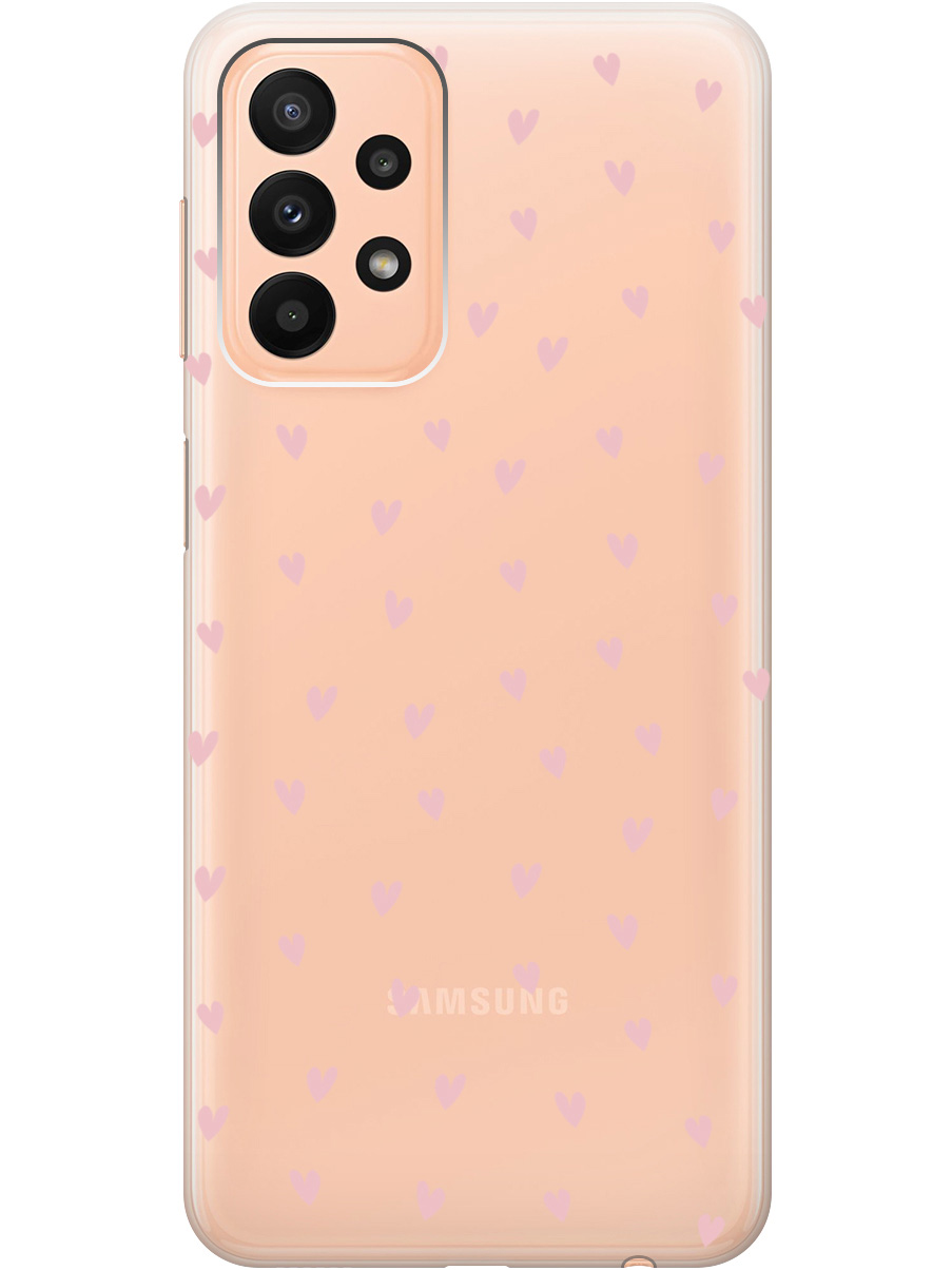 

Силиконовый чехол на Samsung Galaxy A23 4G с принтом "Розовые сердечки" прозрачный, Прозрачный;розовый, 740132891