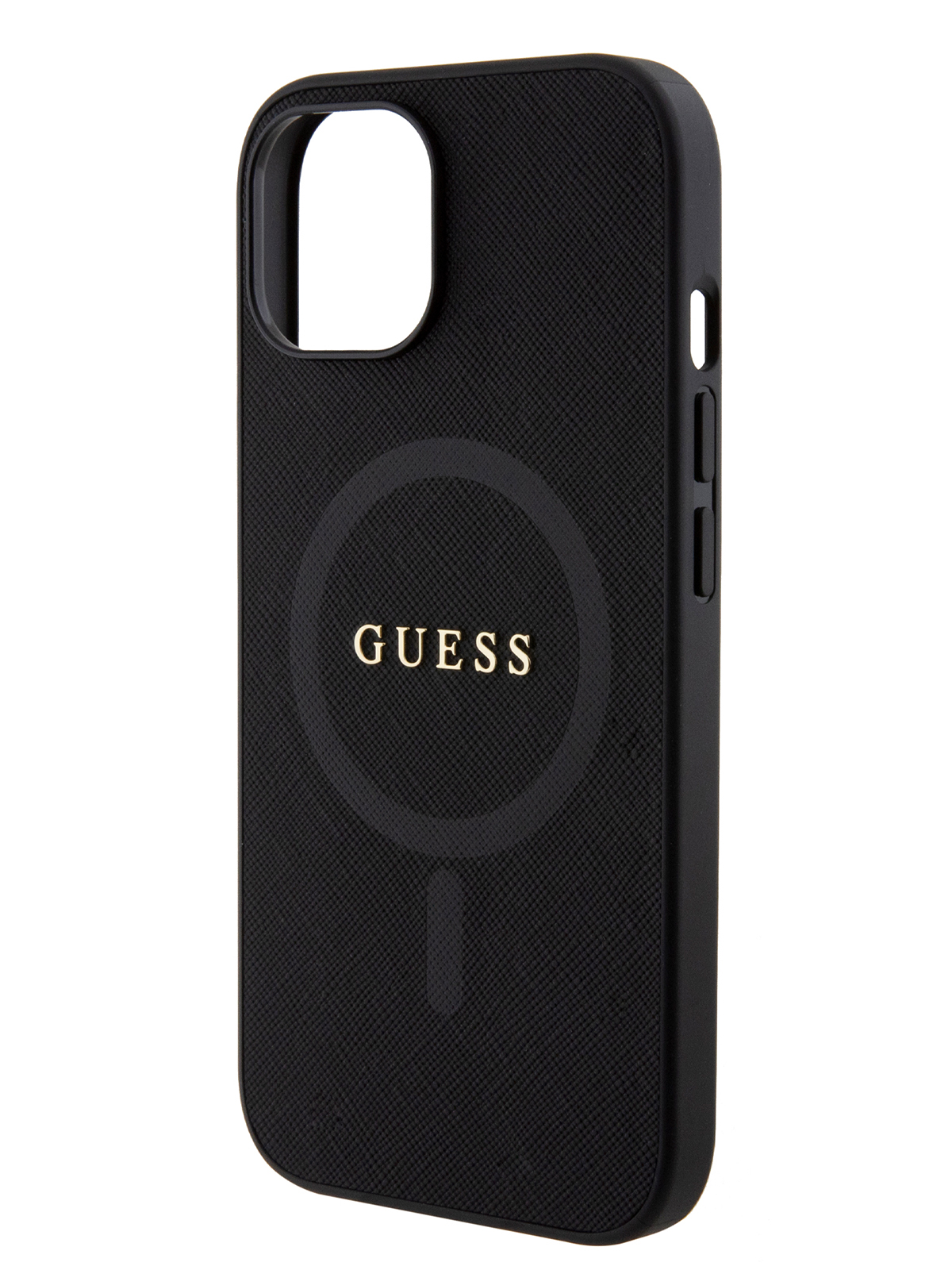 Чехол Guess для iPhone 15 с MagSafe metal logo Hard Black