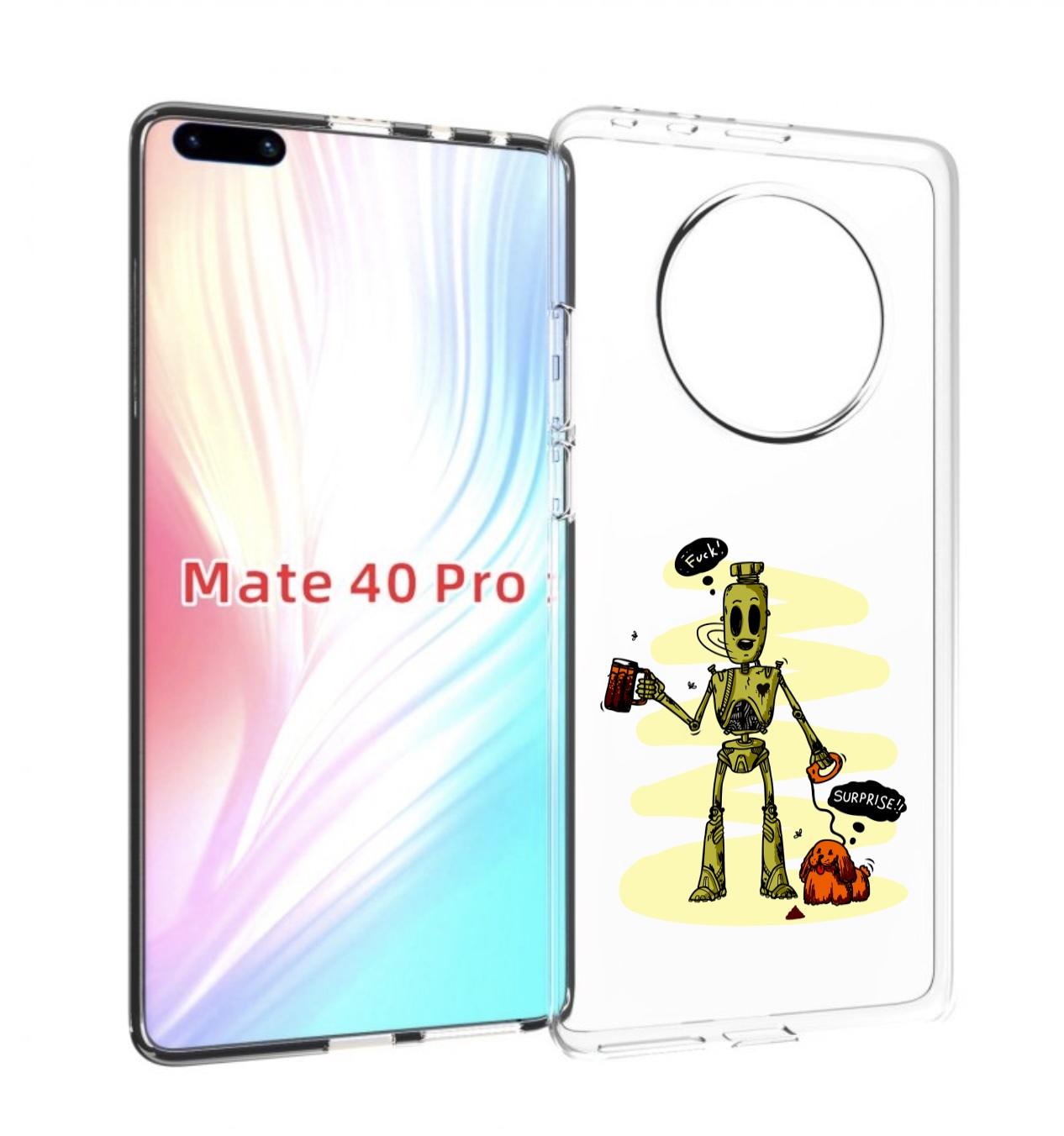 

Чехол MyPads прикольный робот для Huawei Mate 40 Pro (NOH-NX9), Прозрачный, Tocco