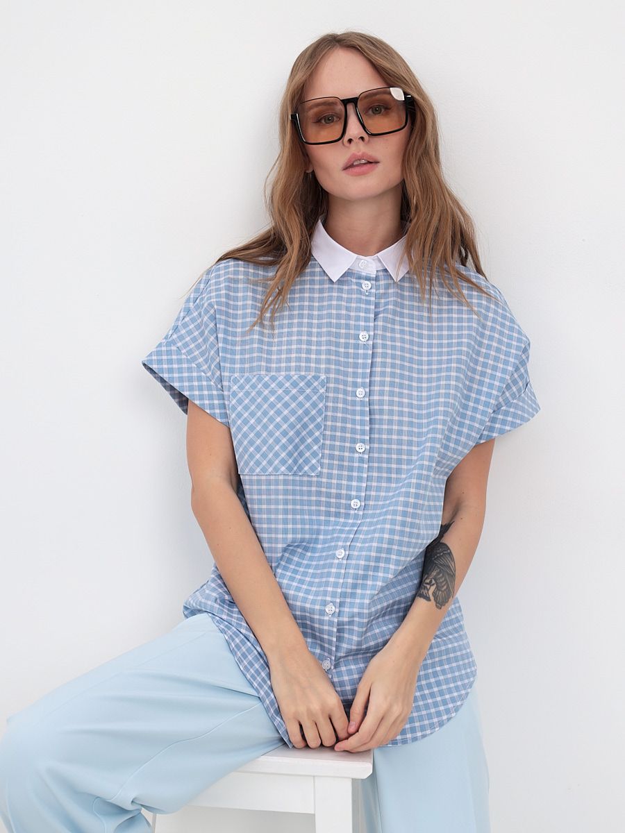 

Рубашка женская KATHARINA KROSS 00-00003754 голубая 58, Голубой, 00-00003754