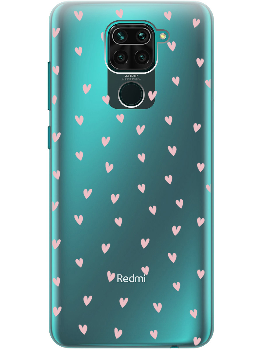 

Силиконовый чехол на Xiaomi Redmi Note 9 с принтом "Розовые сердечки" прозрачный, Прозрачный;розовый, 723101391