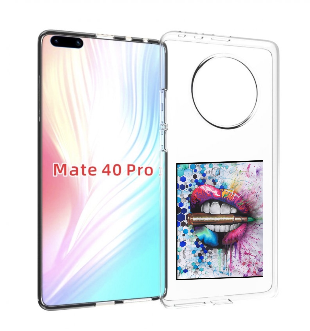 

Чехол MyPads разноцветные губы с пулей для Huawei Mate 40 Pro (NOH-NX9), Прозрачный, Tocco
