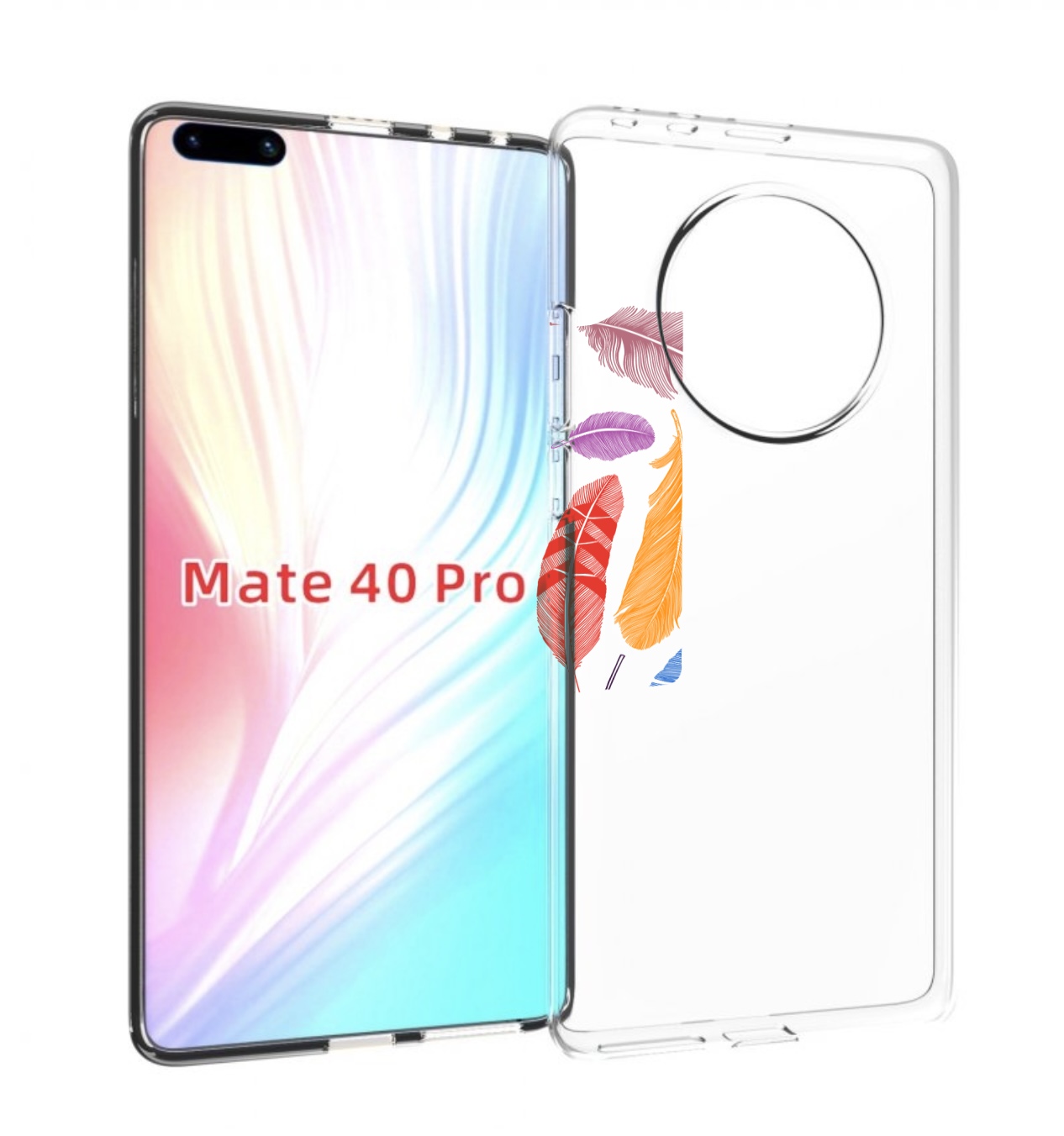 

Чехол MyPads разноцветные перья для Huawei Mate 40 Pro (NOH-NX9), Прозрачный, Tocco