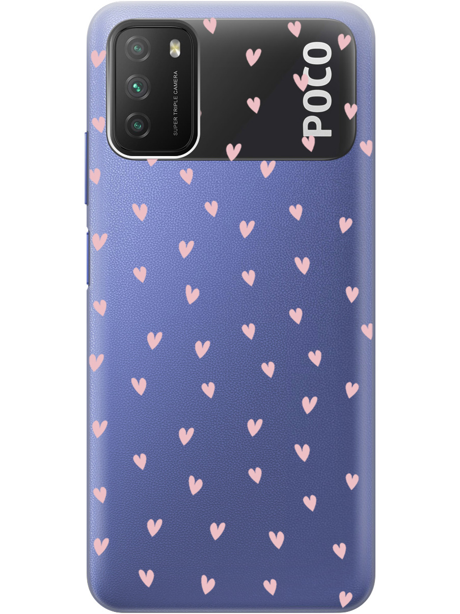 

Силиконовый чехол на Xiaomi Redmi 9T / Poco M3 с принтом "Розовые сердечки" прозрачный, Прозрачный;розовый, 724142791