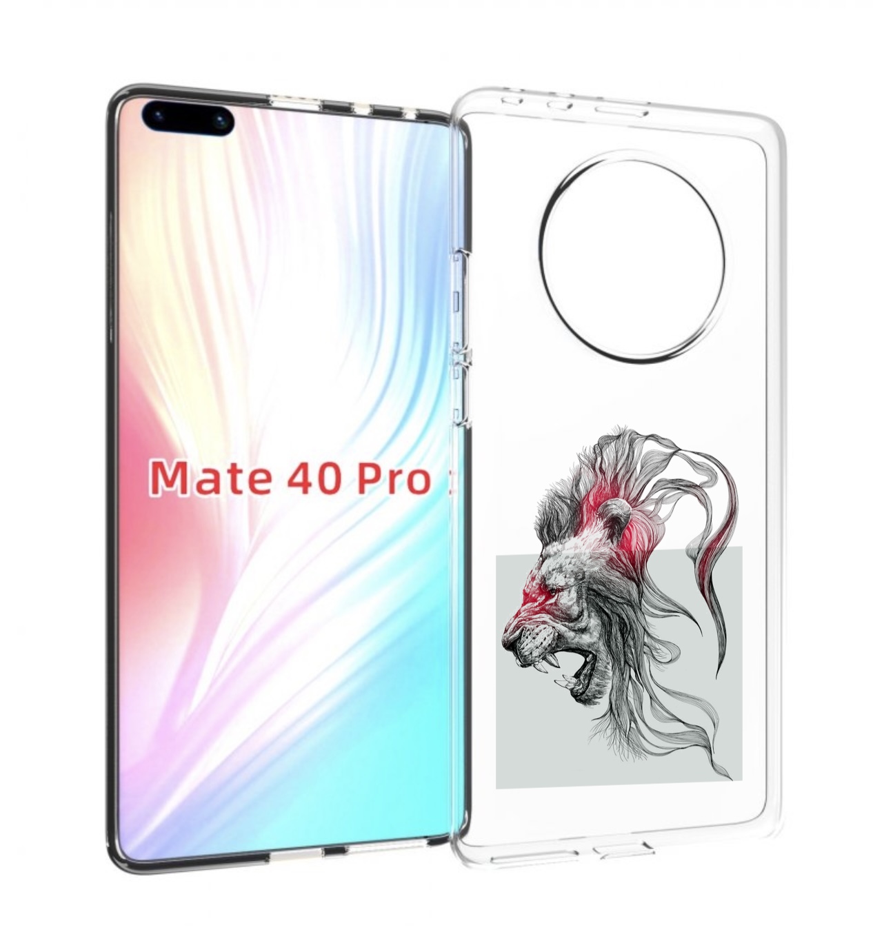 

Чехол MyPads разъяренный лев для Huawei Mate 40 Pro (NOH-NX9), Прозрачный, Tocco
