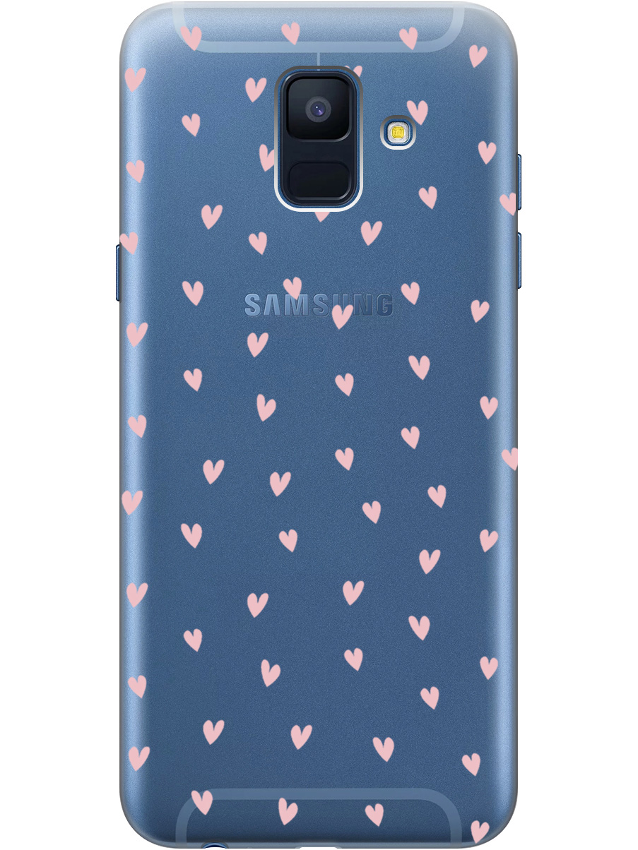

Силиконовый чехол на Samsung Galaxy A6 (2018) с принтом "Розовые сердечки" прозрачный, Прозрачный;розовый, 717872091