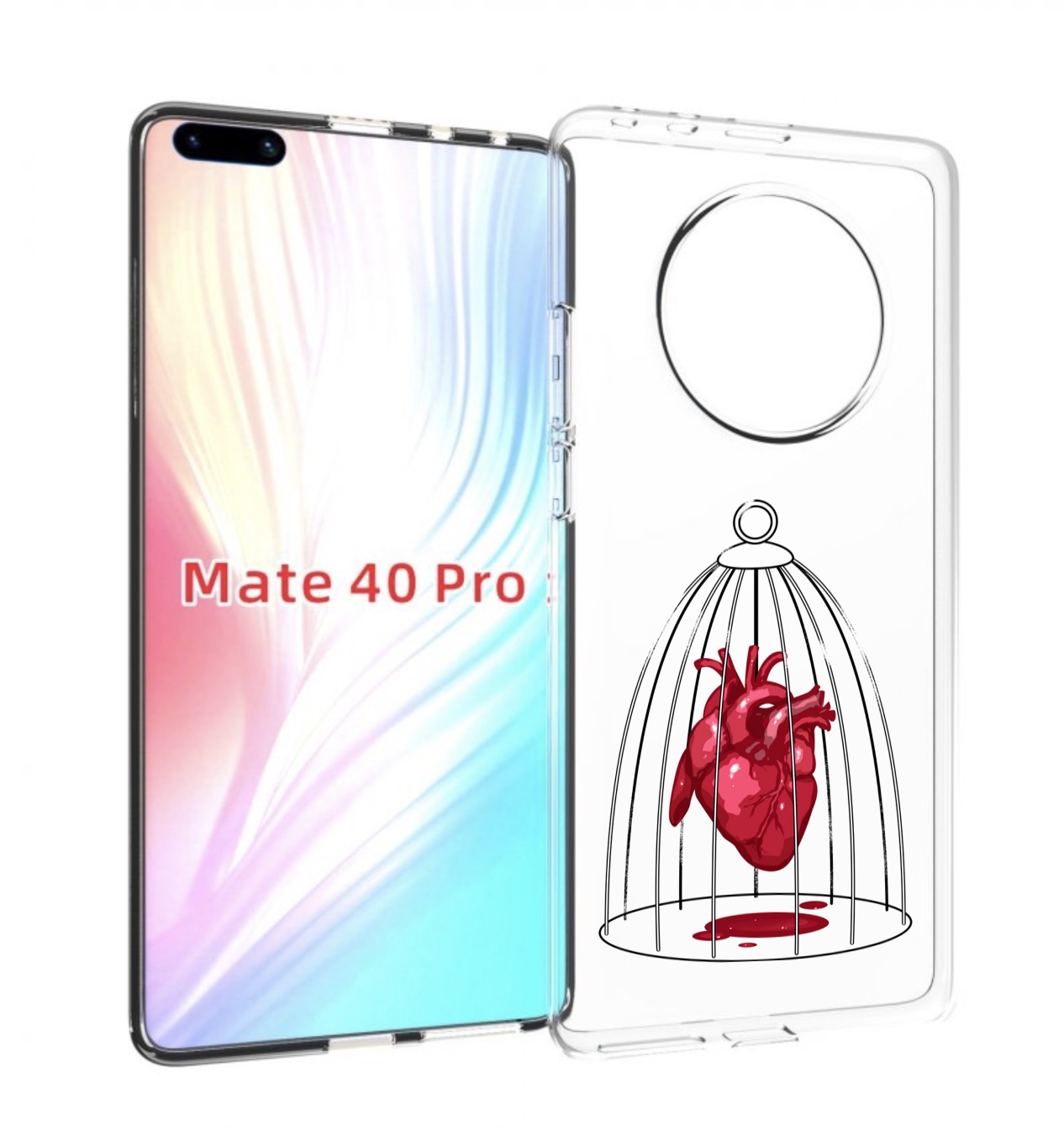 

Чехол MyPads сердце в клетке для Huawei Mate 40 Pro (NOH-NX9), Прозрачный, Tocco