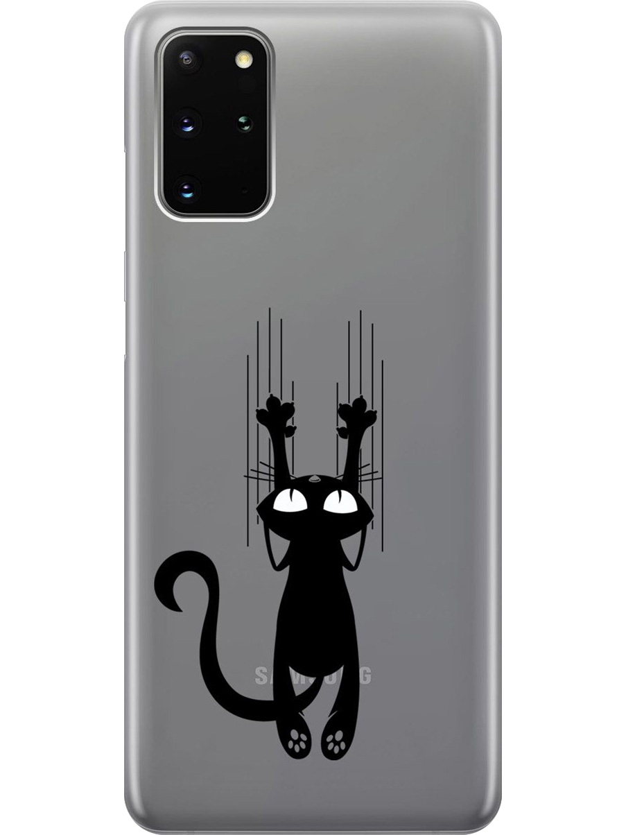 

Силиконовый чехол на Samsung Galaxy S20+ с принтом "Кошечка царапка" прозрачный, Прозрачный;черный, 722628571