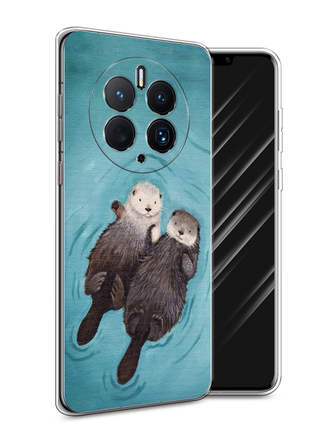 

Чехол Awog на Huawei Mate 50 Pro "Парочка бобров", Голубой, 6109950-1