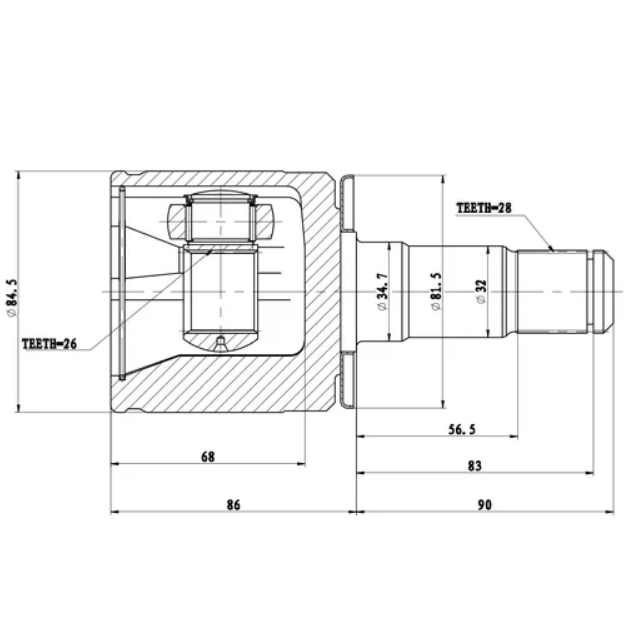 

ZIKMAR 'Z87708R Шрус Внутренний 1шт