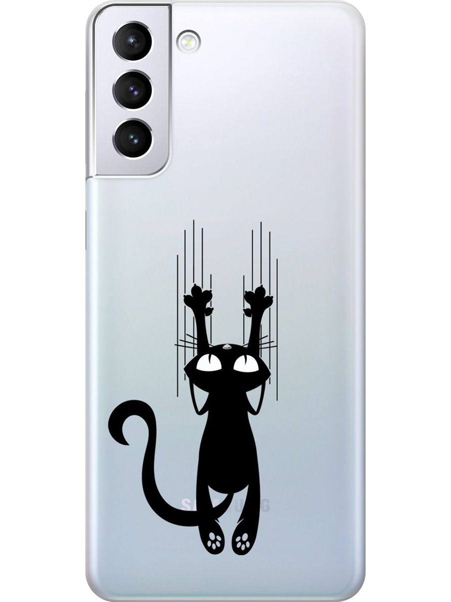 

Силиконовый чехол на Samsung Galaxy S21+ с принтом "Кошечка царапка" прозрачный, Прозрачный;черный, 724127571