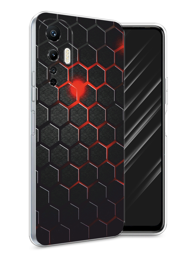 

Чехол Awog на Infinix Hot 20S "Фон соты красные", Красный;черный, 3103650-1
