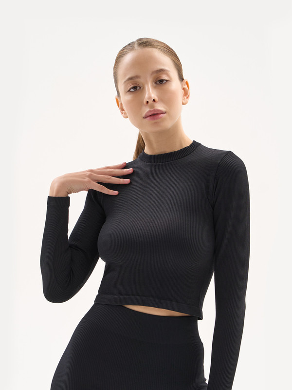 Топ женский Mademoiselle 9048 Crop top Rib черный L/XL