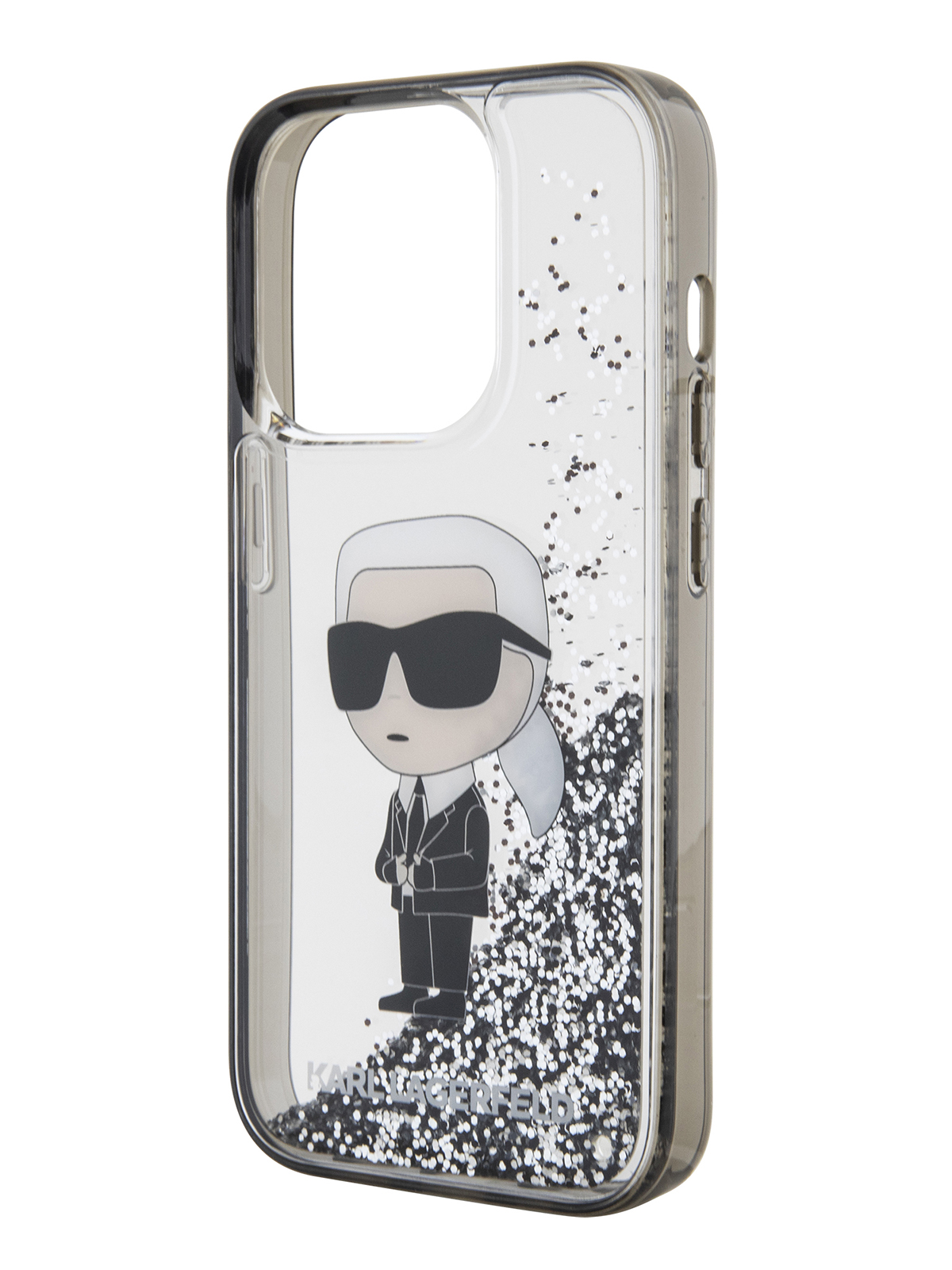 Чехол Karl Lagerfeld для iPhone 15 Pro Max с жидкими блестками Hard Transparent/Black