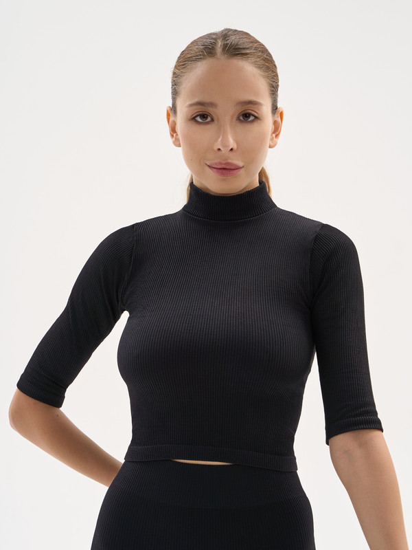 Топ женский Mademoiselle 9049 Crop top Rib черный L/XL