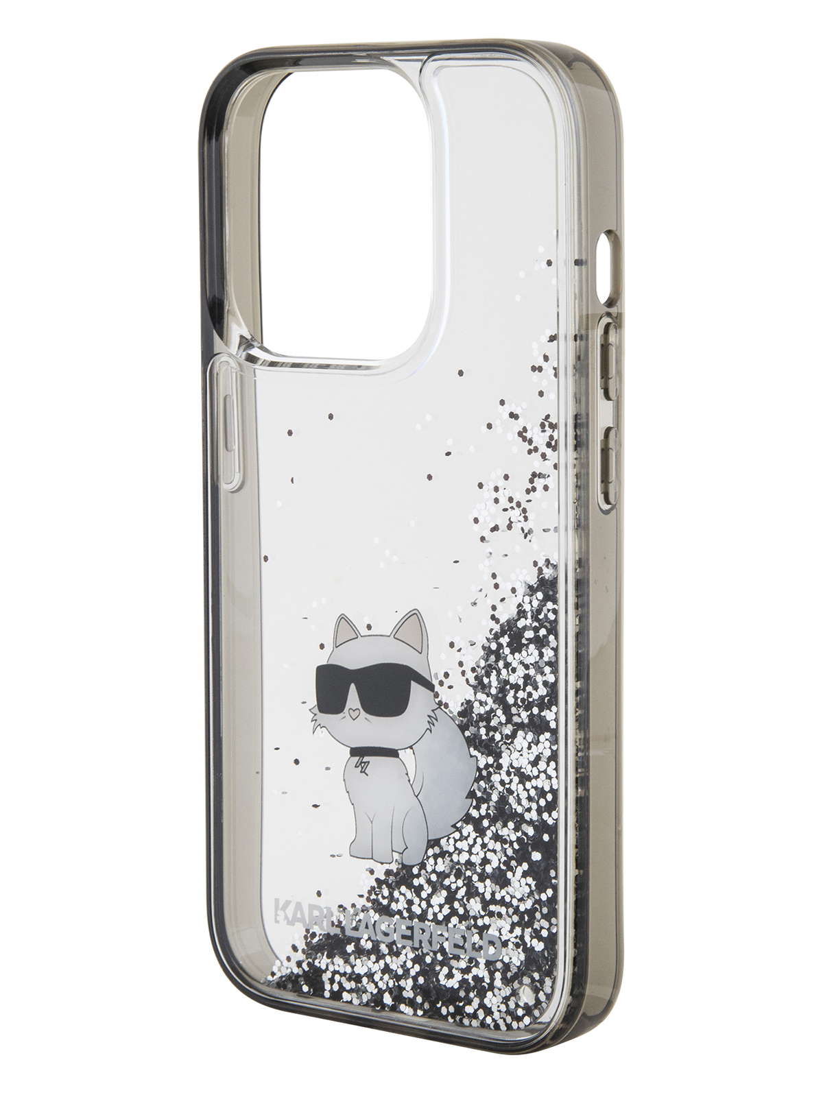 Чехол Karl Lagerfeld для iPhone 15 Pro Max с жидкими блестками Hard Transparent/Black