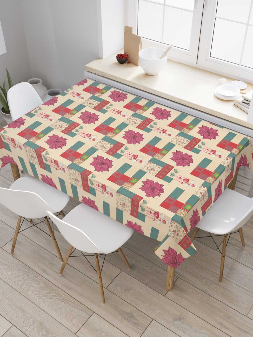 

Скатерть прямоугольная JoyArty "Лабиринт с цветами" из сатена, 180x145 см, Лабиринт с цветами