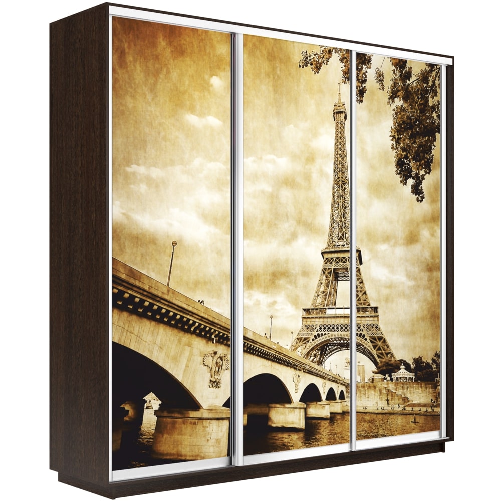 

Шкаф трехстворчатый Е1 Экспресс Фото трио венге 210-220 paris, Коричневый, Экспресс Фото Трио