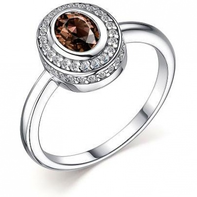 

Кольцо с раухтопазом и фианитами из серебра р. 17,5 Алкор серебро 01-2199_00РТ-00, 01-2199_00РТ-00