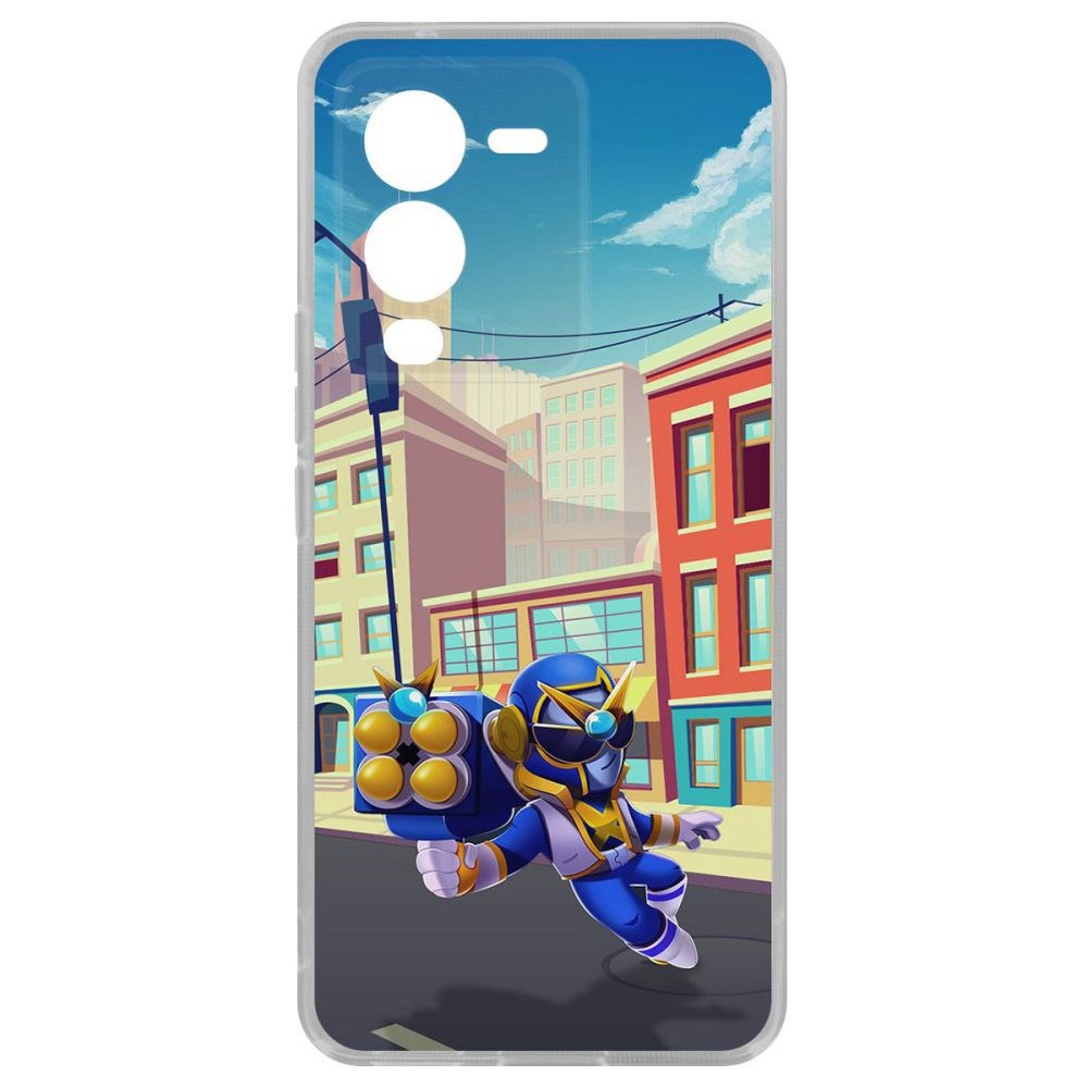 

Чехол-накладка Кейс Brawl Stars-Супер Рейнджер Брок для Vivo V25 Pro, Прозрачный