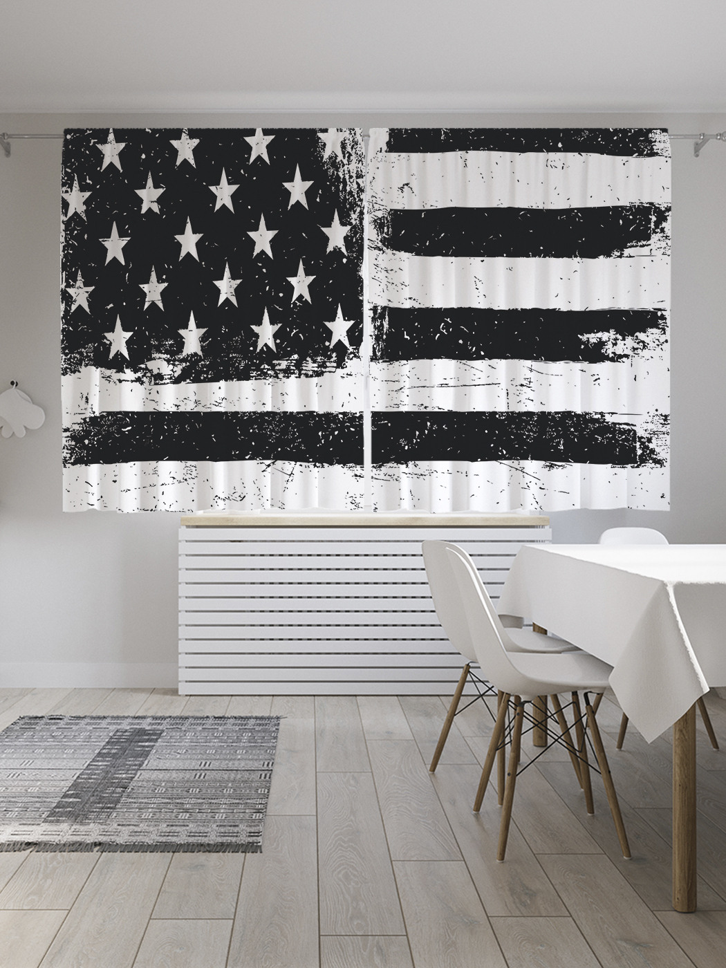 

Шторы с фотопечатью JoyArty "Монохромный флаг США" из сатена, 290х180 см