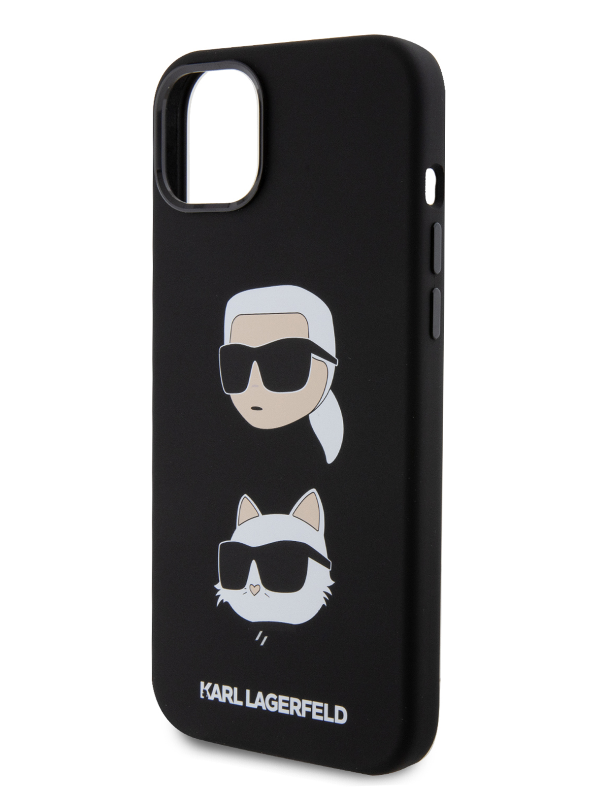 Чехол Karl Lagerfeld для iPhone 15 Plus с принтом Karl & Choupette heads Hard Black