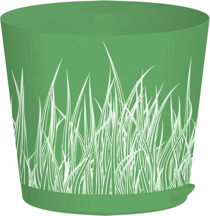 фото Горшок для цветов "easy grow. зелёная трава" с прикорневым поливом, 4 литра ingreen