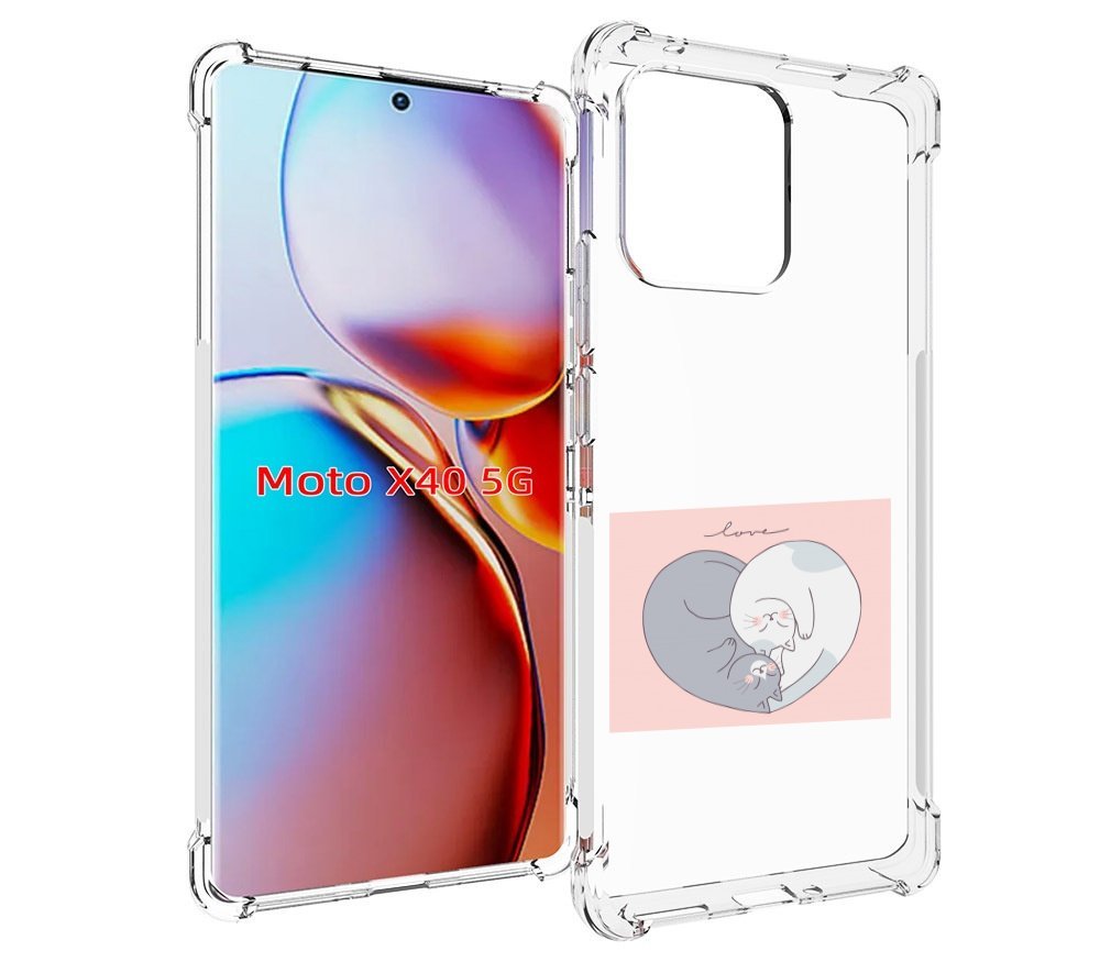 

Чехол MyPads котики-в-форме-сердца для Motorola Moto X40, Прозрачный, Tocco