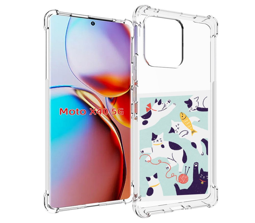 

Чехол MyPads коты-с-клубками для Motorola Moto X40, Прозрачный, Tocco